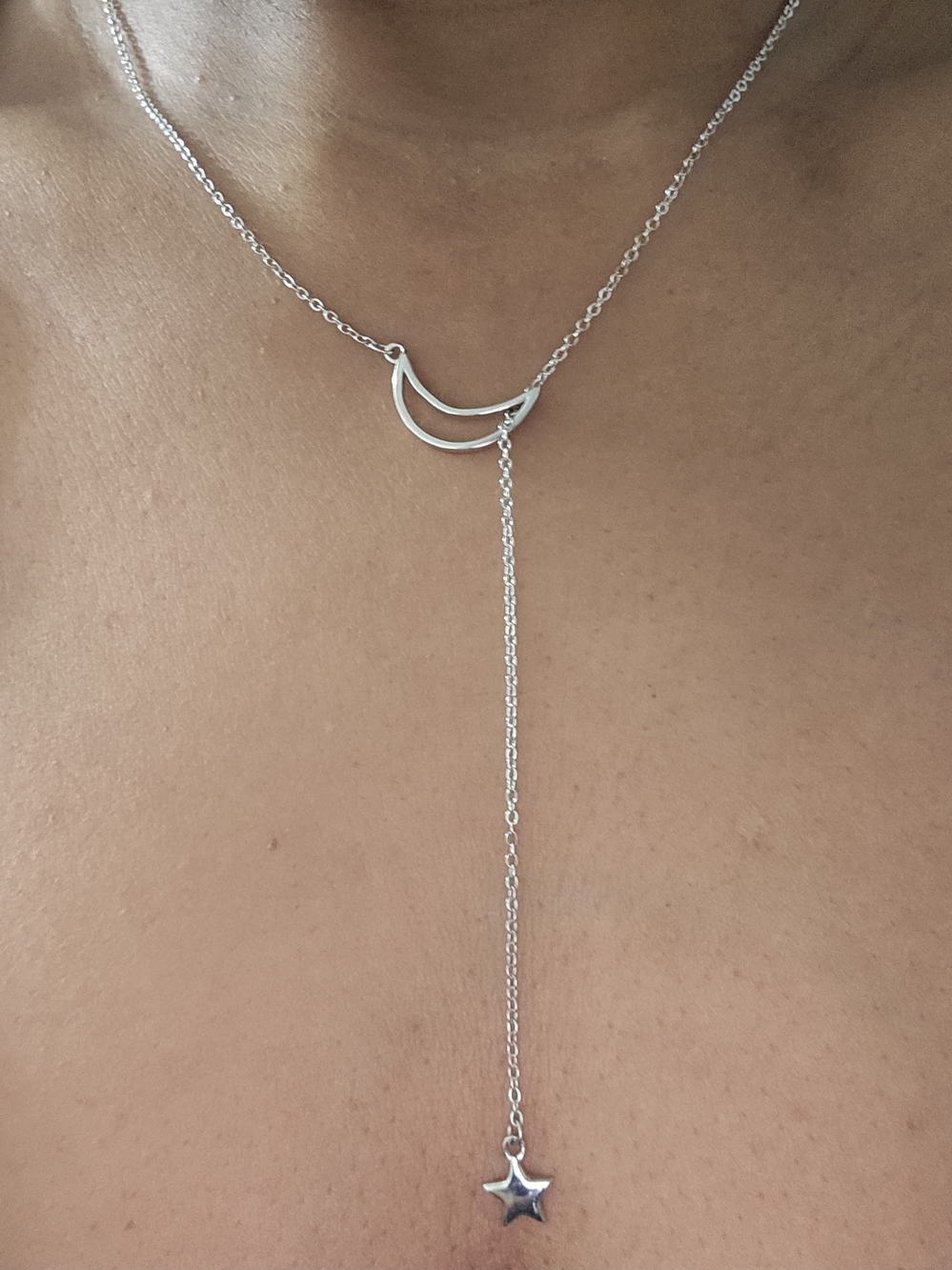 924S Crescent Lariat Necklace with Star Drop